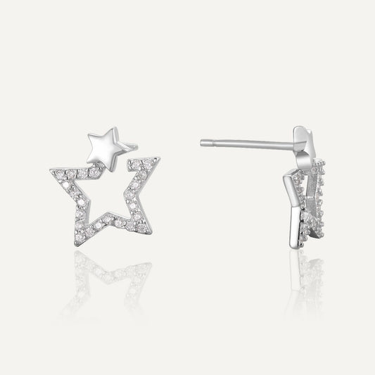 1 Pair 925 Sterling Silver 925 Sterling Silver Earrings Star Ear Studs