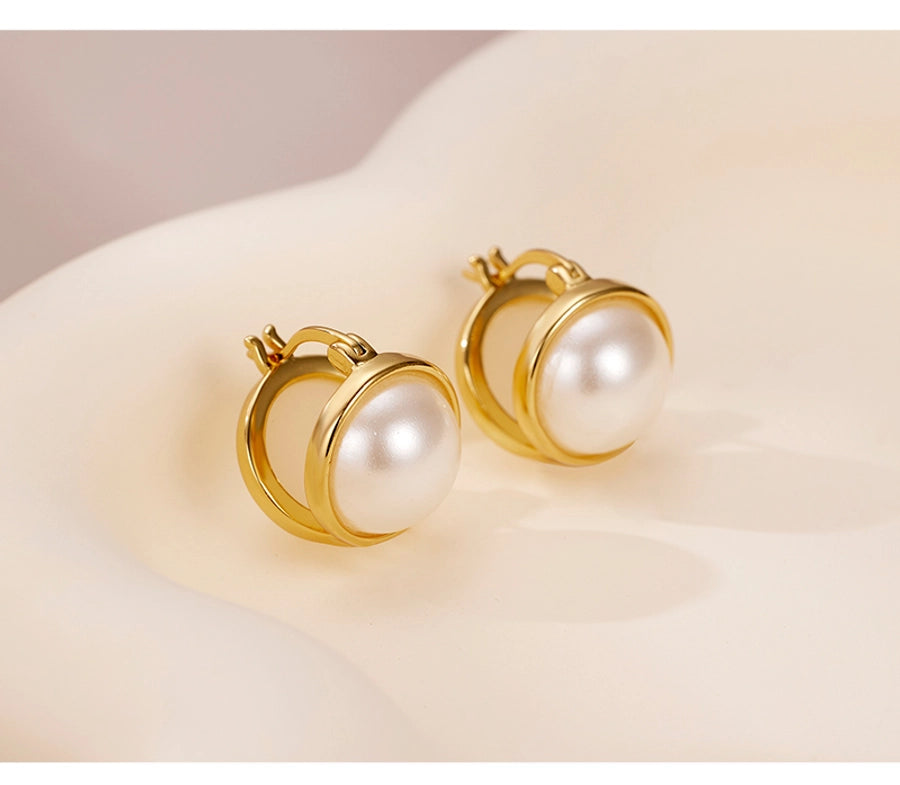 1 Pair 18K Gold Plated 925 Sterling Silver Pearl 925 Sterling Silver Earrings Geometric Ear clip