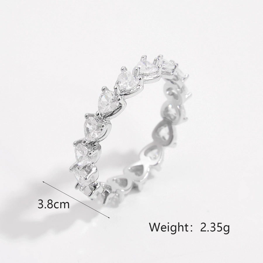 White Gold Plated 925 Sterling Silver Zircon Square Heart Shape Rings 925 Sterling Silver Rings