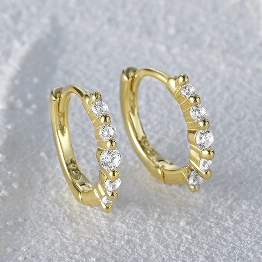 K Gold Plated White Gold Plated 925 Sterling Silver Zircon 925 Sterling Silver Earrings Geometric Hoop Earrings