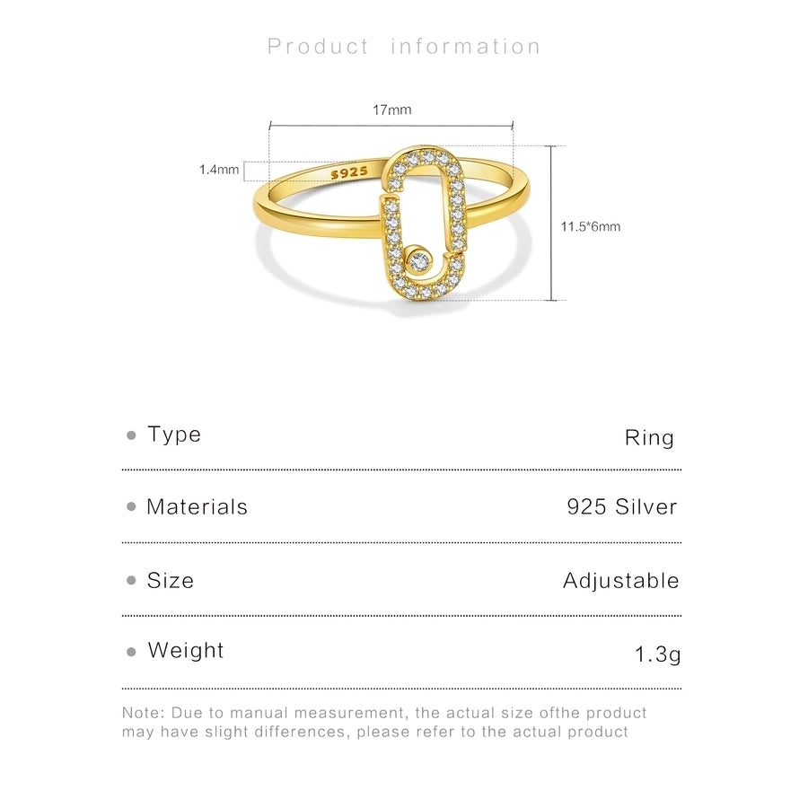 18K Gold Plated White Gold Plated 925 Sterling Silver Zircon Geometric Open Rings 925 Sterling Silver Rings