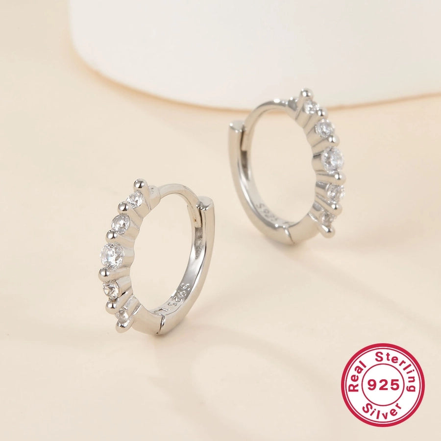 K Gold Plated White Gold Plated 925 Sterling Silver Zircon 925 Sterling Silver Earrings Geometric Hoop Earrings