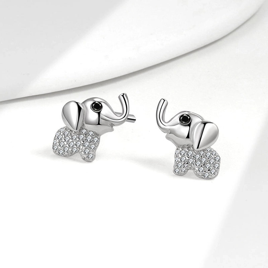 1 Pair 18K Gold Plated 925 Sterling Silver Zircon 925 Sterling Silver Earrings Elephant Ear Studs