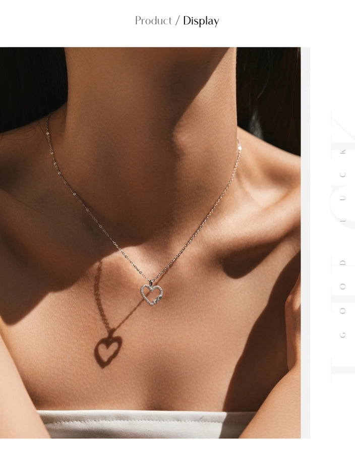 925 Sterling Silver Rack Plated Zircon cable chain Inlay Infinity Heart Shape Pendant Necklace