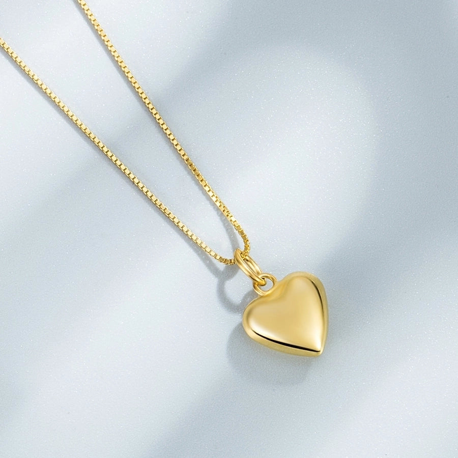 925 Sterling Silver box chain Plating Heart Shape Pendant Necklace