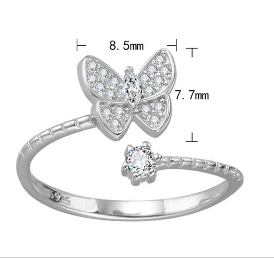 925 Sterling Silver Butterfly Open Rings 925 Sterling Silver Rings