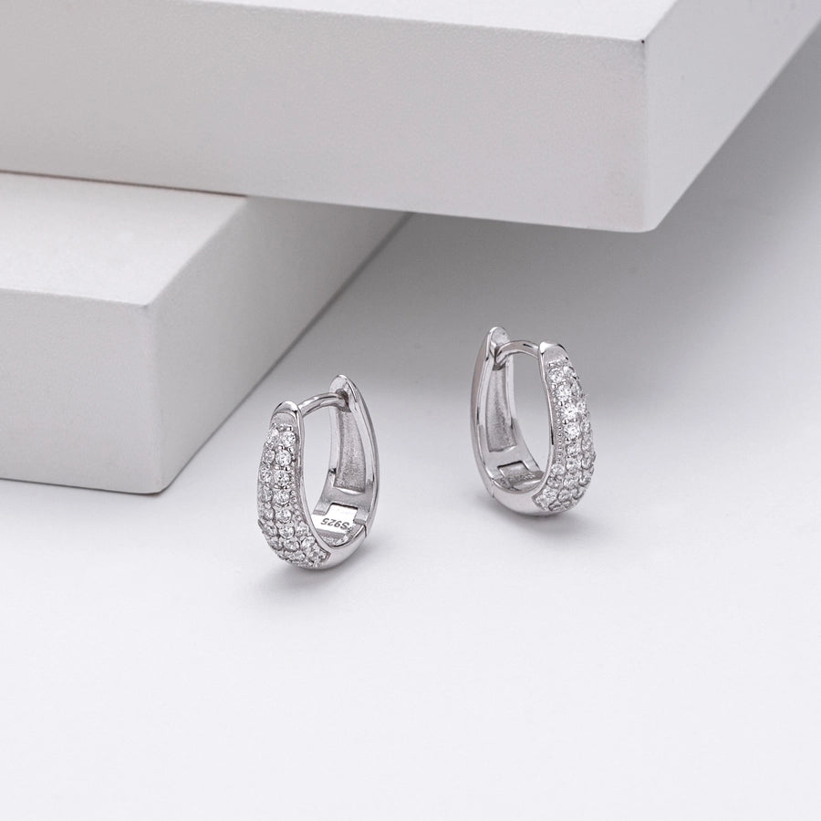 1 Pair 18K Gold Plated White Gold Plated Rhodium Plated 925 Sterling Silver Zircon 925 Sterling Silver Earrings Geometric Earrings