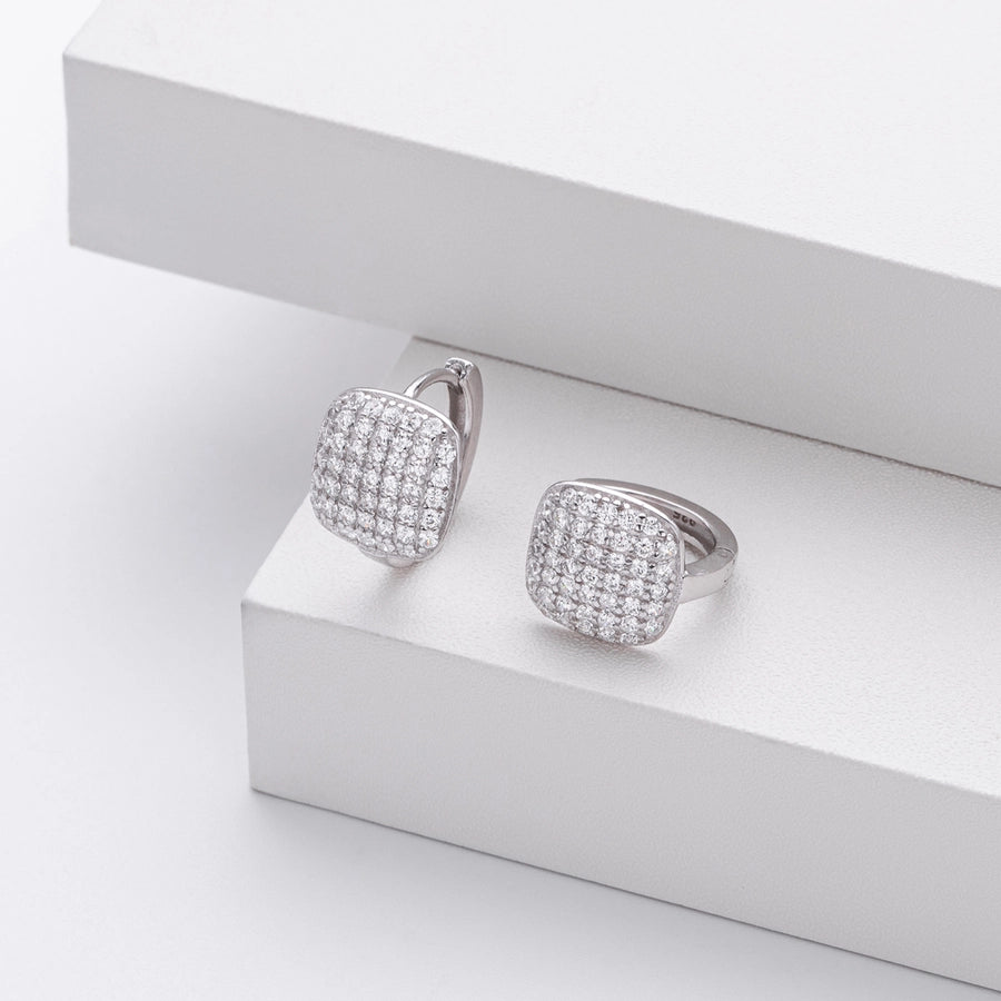 1 Pair 18K Gold Plated White Gold Plated Rhodium Plated 925 Sterling Silver 925 Sterling Silver Diamond 925 Sterling Silver Earrings Geometric Earrings