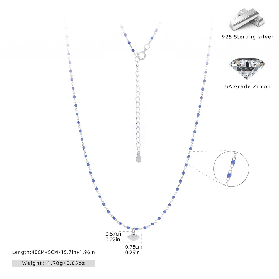 925 Sterling Silver 925 Sterling Silver Rack Plated Plated Long-Lasting Plated Zircon  Inlay Eye Pendant Necklace