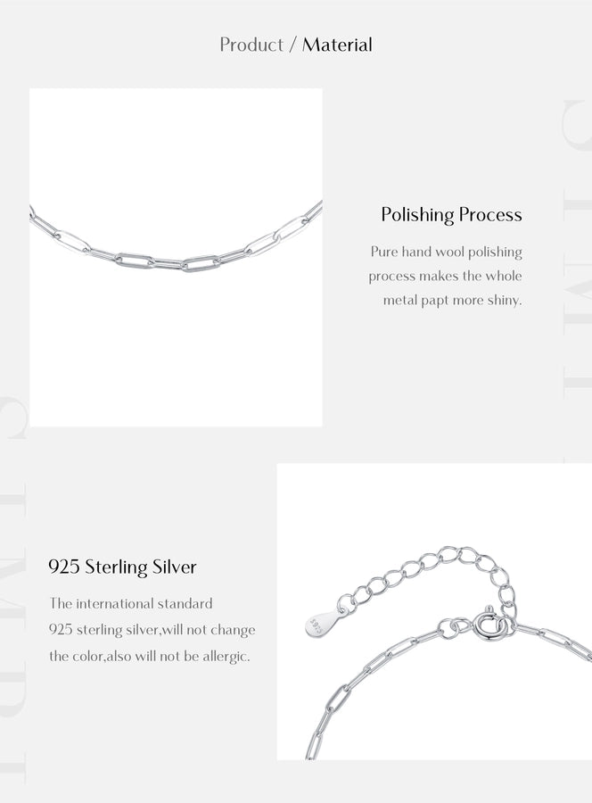 925 Sterling Silver cable chain Bracelets Simple Style