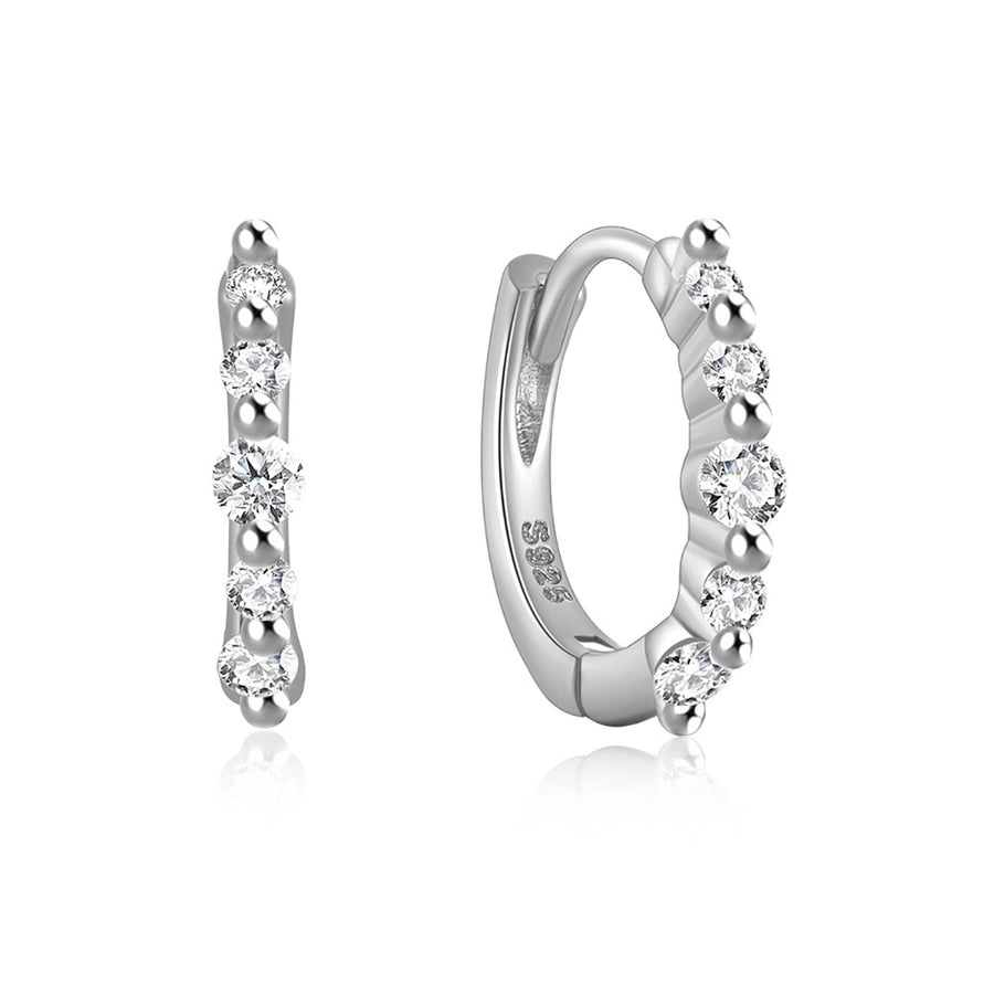 K Gold Plated White Gold Plated 925 Sterling Silver Zircon 925 Sterling Silver Earrings Geometric Hoop Earrings