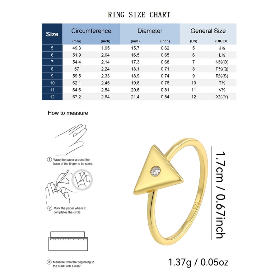 925 Sterling Silver Zircon Triangle Rings 925 Sterling Silver Rings