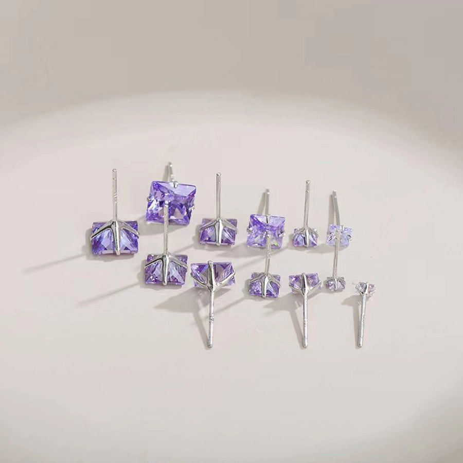 1 Pair 925 Sterling Silver 925 Sterling Silver Earrings Square Ear Studs