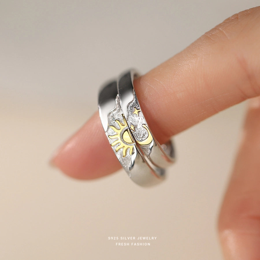 925 Sterling Silver Sun Star Moon Adjustable Ring 925 Sterling Silver Rings