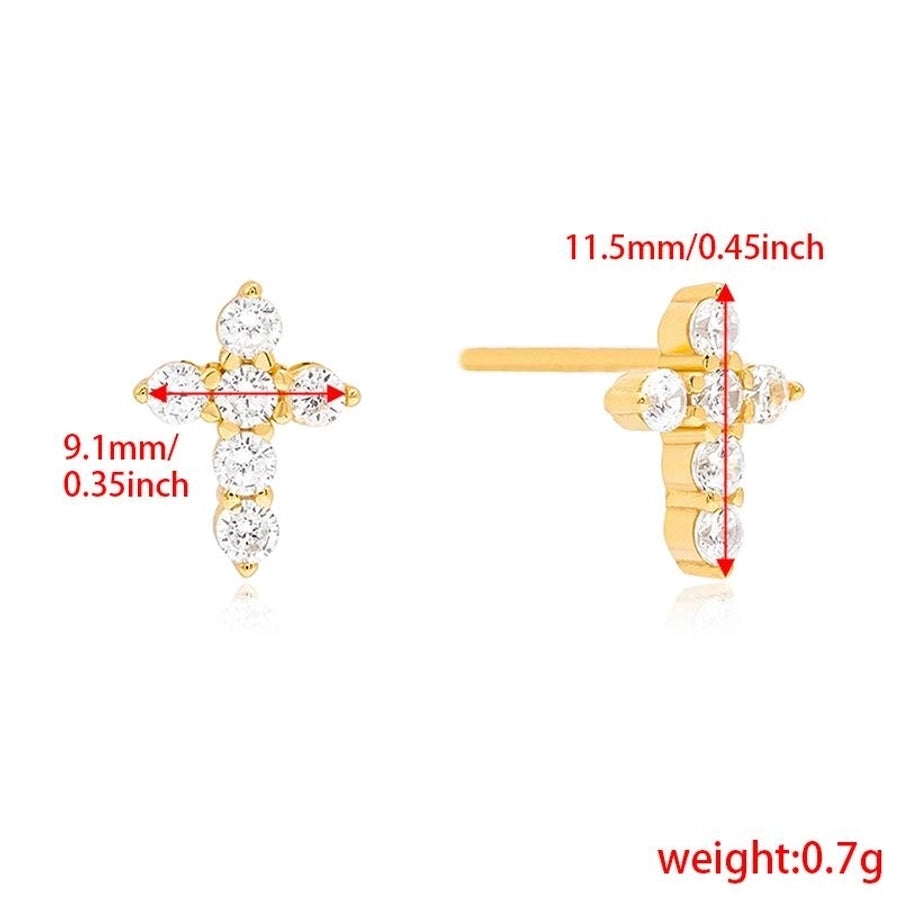 1 Pair 925 Sterling Silver Zircon 925 Sterling Silver Earrings Cross Ear Studs