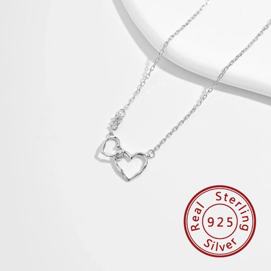 925 Sterling Silver Plated Zircon cable chain Heart Shape Necklace