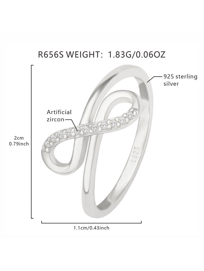 18K Gold Plated White Gold Plated 925 Sterling Silver Zircon Infinity Rings 925 Sterling Silver Rings