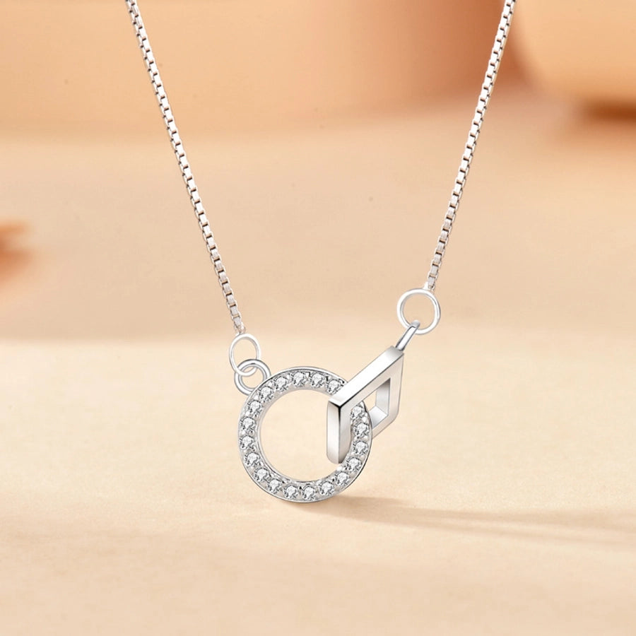 925 Sterling Silver Zircon box chain Plating Geometric Pendant Necklace