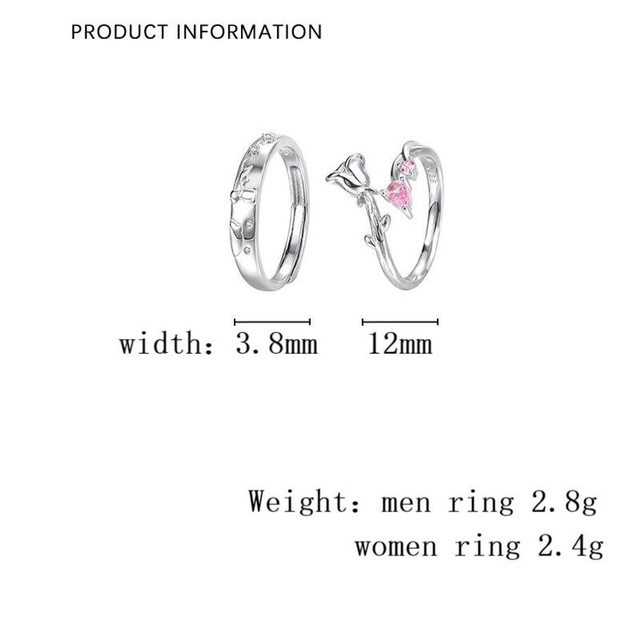 925 Sterling Silver Zircon Rose Open Rings 925 Sterling Silver Rings