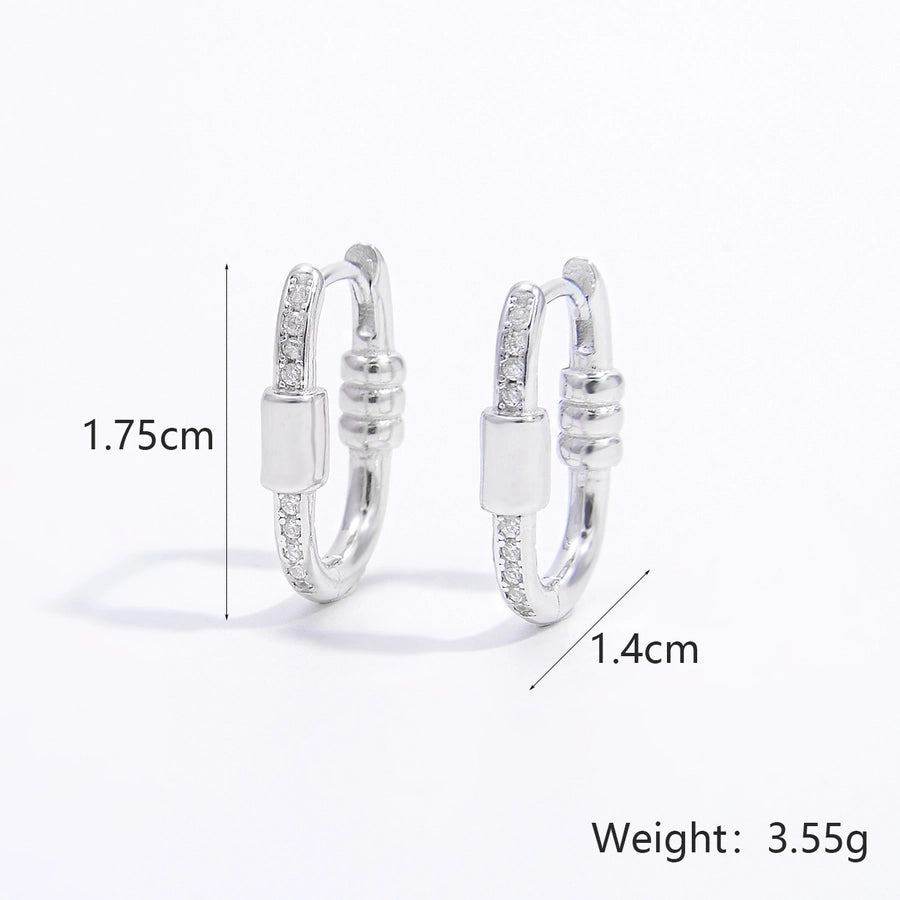 1 Pair White Gold Plated 925 Sterling Silver Zircon 925 Sterling Silver Earrings Semicircle Round Water Droplets Earrings