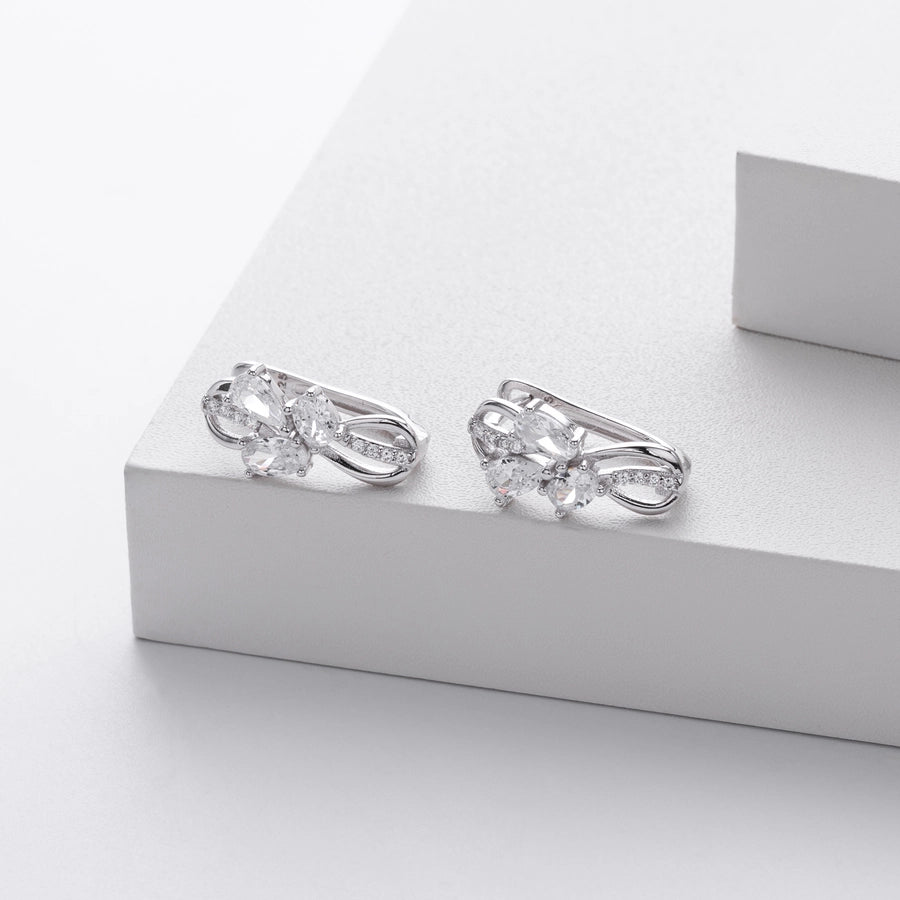 1 Pair 18K Gold Plated White Gold Plated Rhodium Plated 925 Sterling Silver Zircon 925 Sterling Silver Earrings U Shape Geometric Earrings