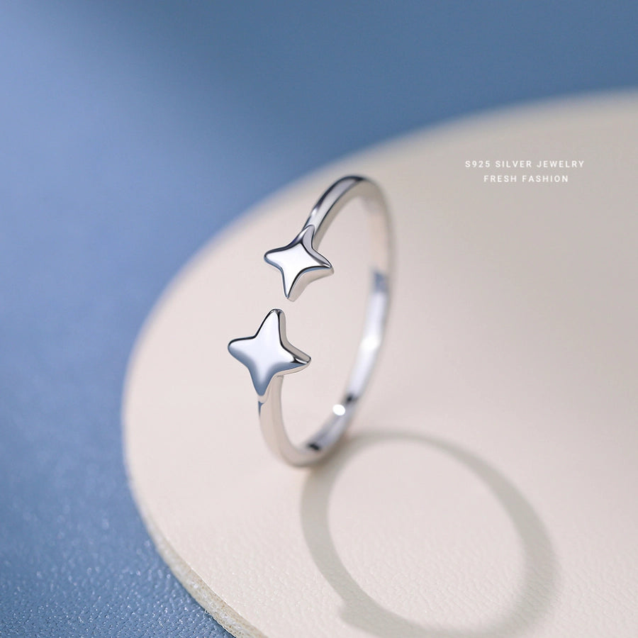 925 Sterling Silver Zircon Star Open Rings 925 Sterling Silver Rings