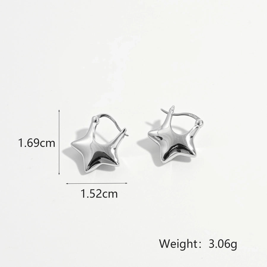 1 Pair White Gold Plated 925 Sterling Silver 925 Sterling Silver Earrings Star Earrings