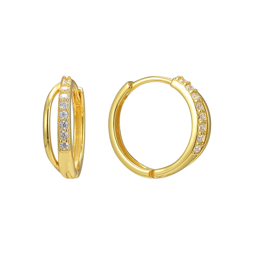 1 Pair 14K Gold Plated 925 Sterling Silver Zircon 925 Sterling Silver Earrings Circle Earrings