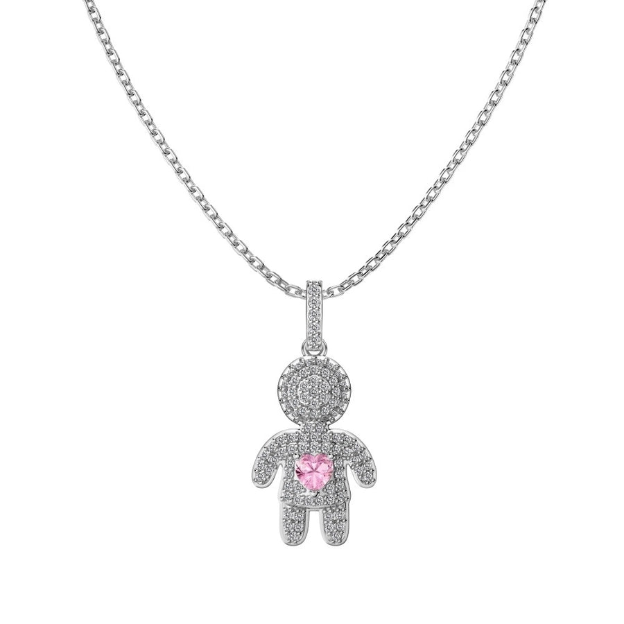 925 Sterling Silver Zircon cable chain Plating Cartoon Character Pendant Necklace