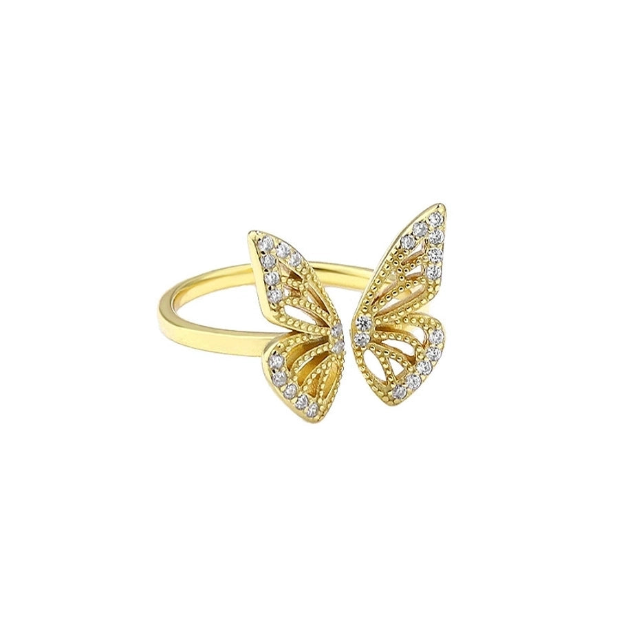 925 Sterling Silver Zircon Butterfly Open Rings 925 Sterling Silver Rings