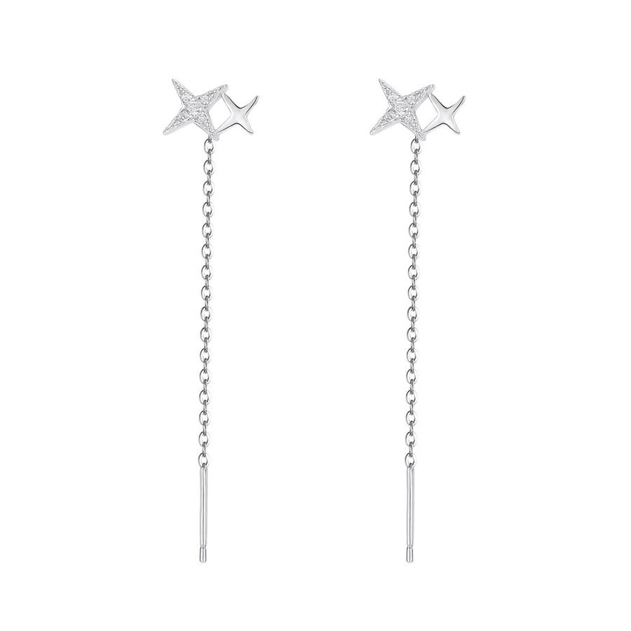 1 Pair 925 Sterling Silver Zircon 925 Sterling Silver Earrings Star Ear line