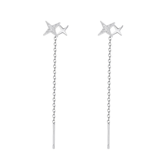 1 Pair 925 Sterling Silver Zircon 925 Sterling Silver Earrings Star Ear line