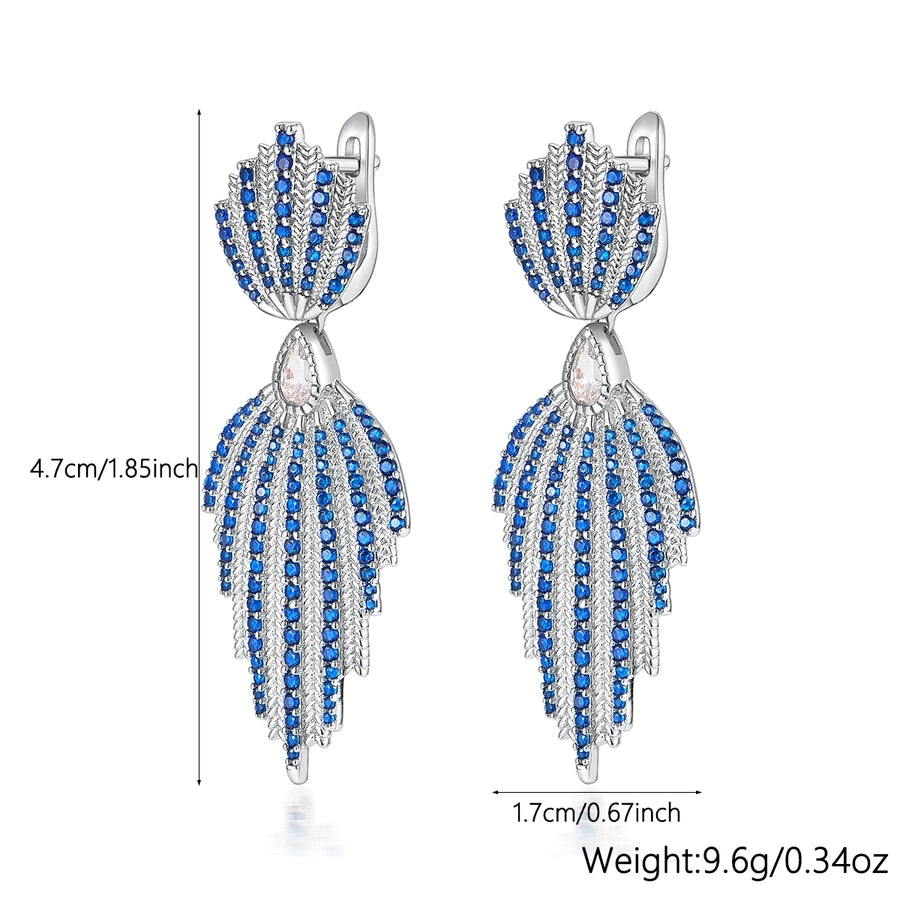 White Gold Plated 925 Sterling Silver High Carbon Diamond 925 Sterling Silver Earrings Leaf Leaves Drop Earrings