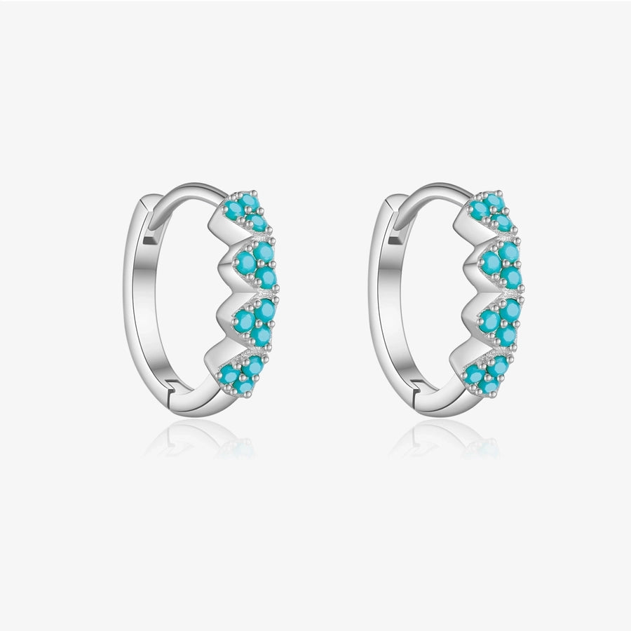 1 Pair 18K Gold Plated White Gold Plated 925 Sterling Silver Zircon 925 Sterling Silver Earrings Round Hoop Earrings