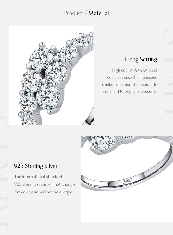 Rhodium Plated 925 Sterling Silver Zircon Geometric Rings 925 Sterling Silver Rings