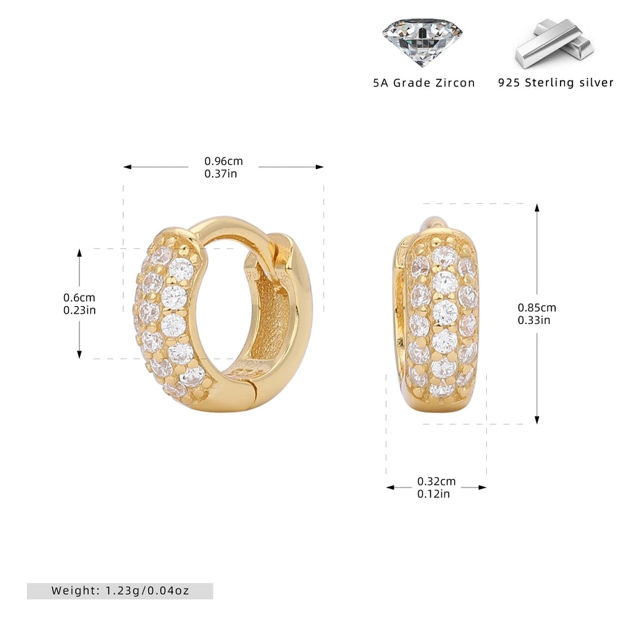 1 Pair 18K Gold Plated White Gold Plated Rhodium Plated 925 Sterling Silver Zircon 925 Sterling Silver Earrings Oval Earrings