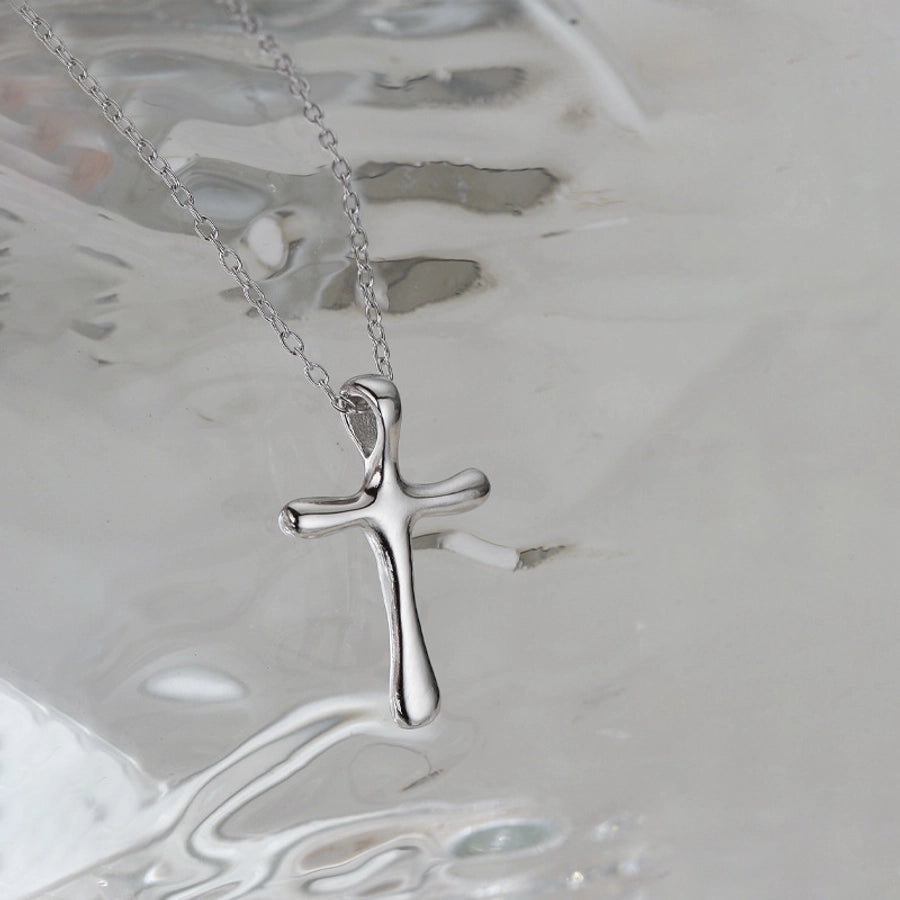 925 Sterling Silver cable chain Plating Cross Pendant Necklace