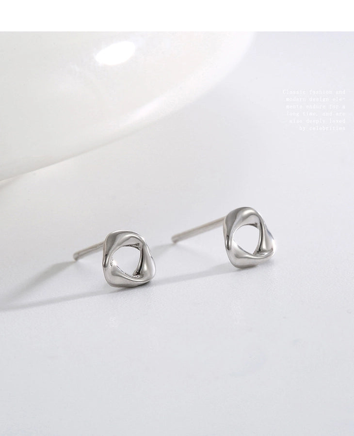 1 Pair 925 Sterling Silver 925 Sterling Silver Earrings Geometric Solid Color Ear Studs