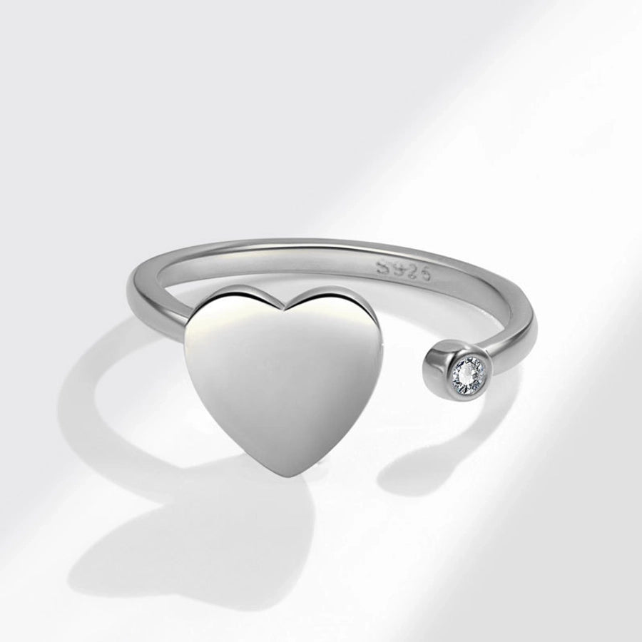 18K Gold Plated 925 Sterling Silver Zircon Heart Shape Open Rings Anxiety Ring 925 Sterling Silver Rings