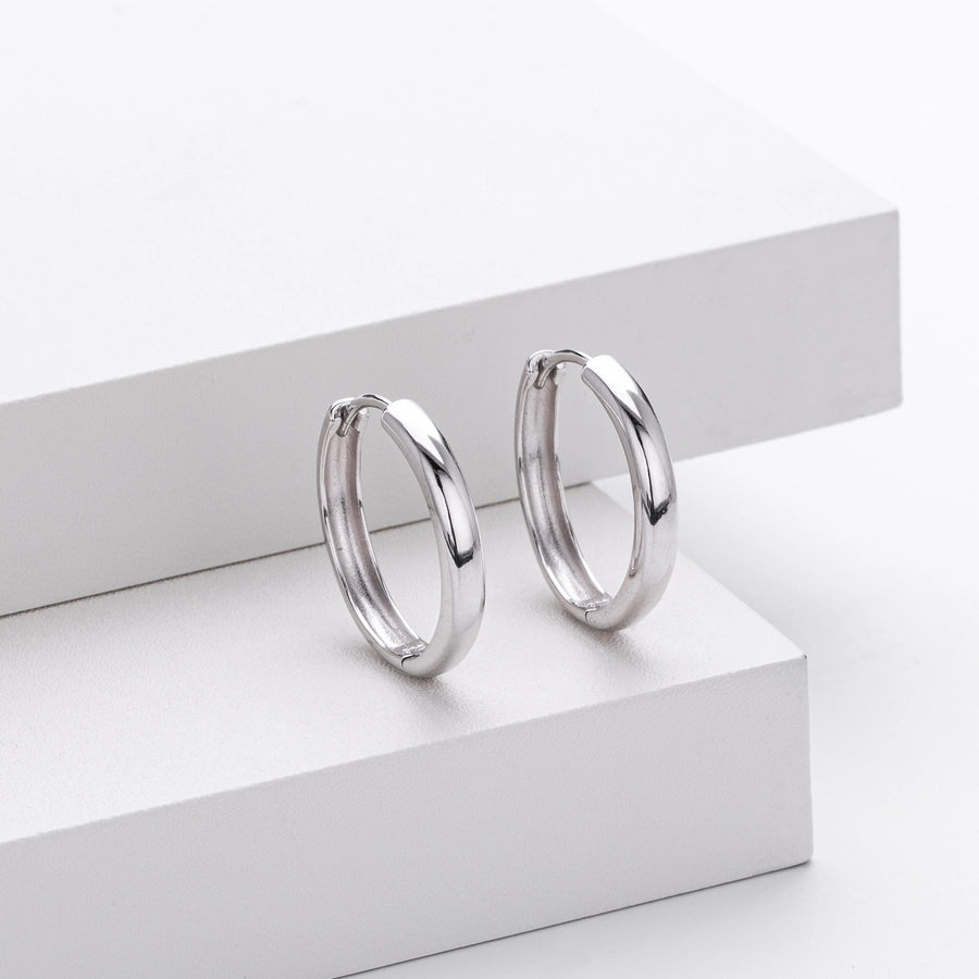 1 Pair 18K Gold Plated White Gold Plated Rhodium Plated 925 Sterling Silver 925 Sterling Silver 925 Sterling Silver Earrings Circle Earrings