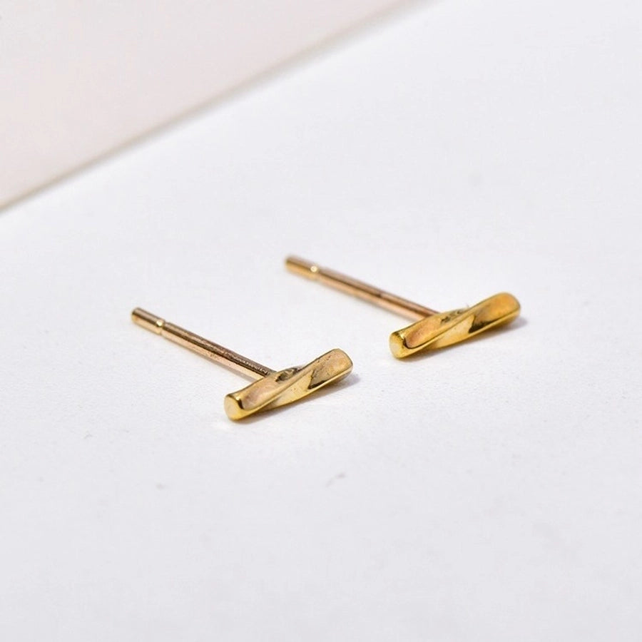 1 Pair 18K Gold Plated 925 Sterling Silver 925 Sterling Silver Earrings Geometric Ear Studs