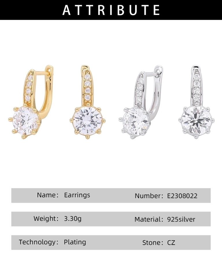 1 Pair 18K Gold Plated White Gold Plated Rhodium Plated 925 Sterling Silver Zircon 925 Sterling Silver Earrings Water Droplets Earrings