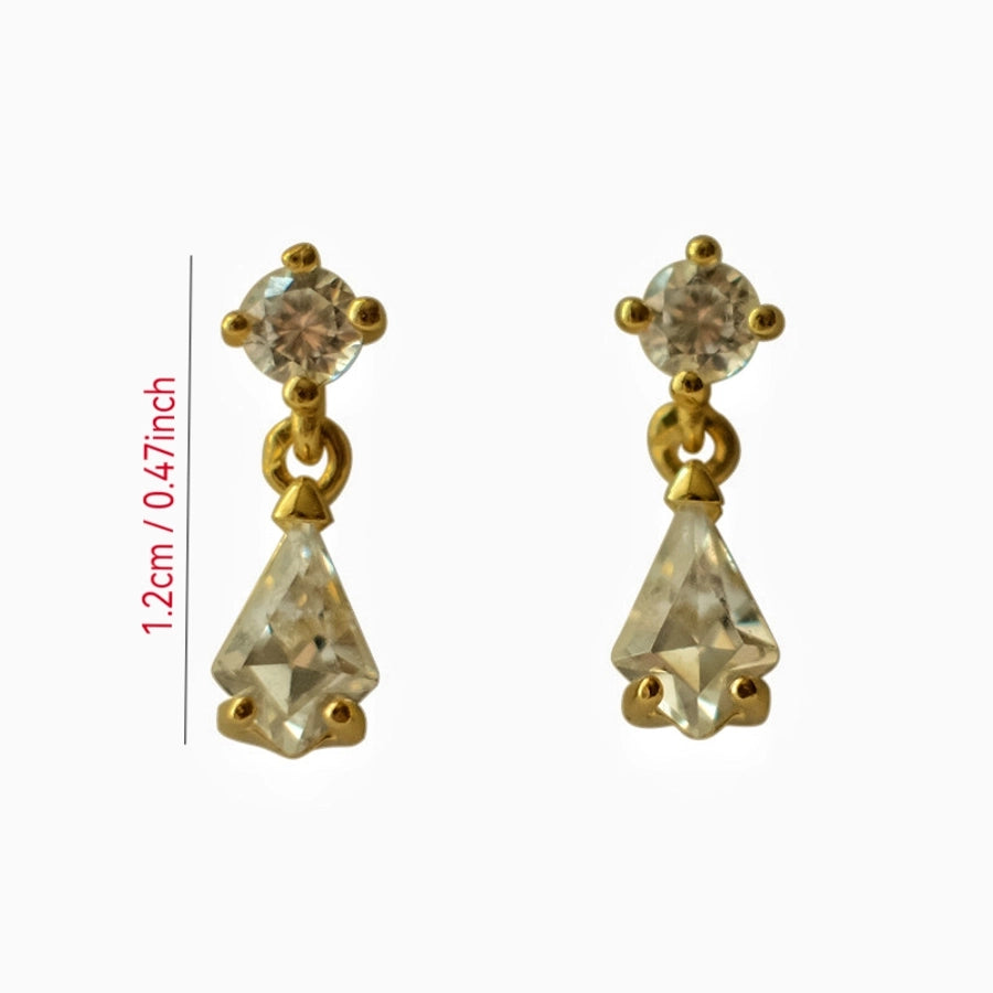 1 Pair 14K Gold Plated 925 Sterling Silver Zircon 925 Sterling Silver Earrings Water Droplets Drop Earrings