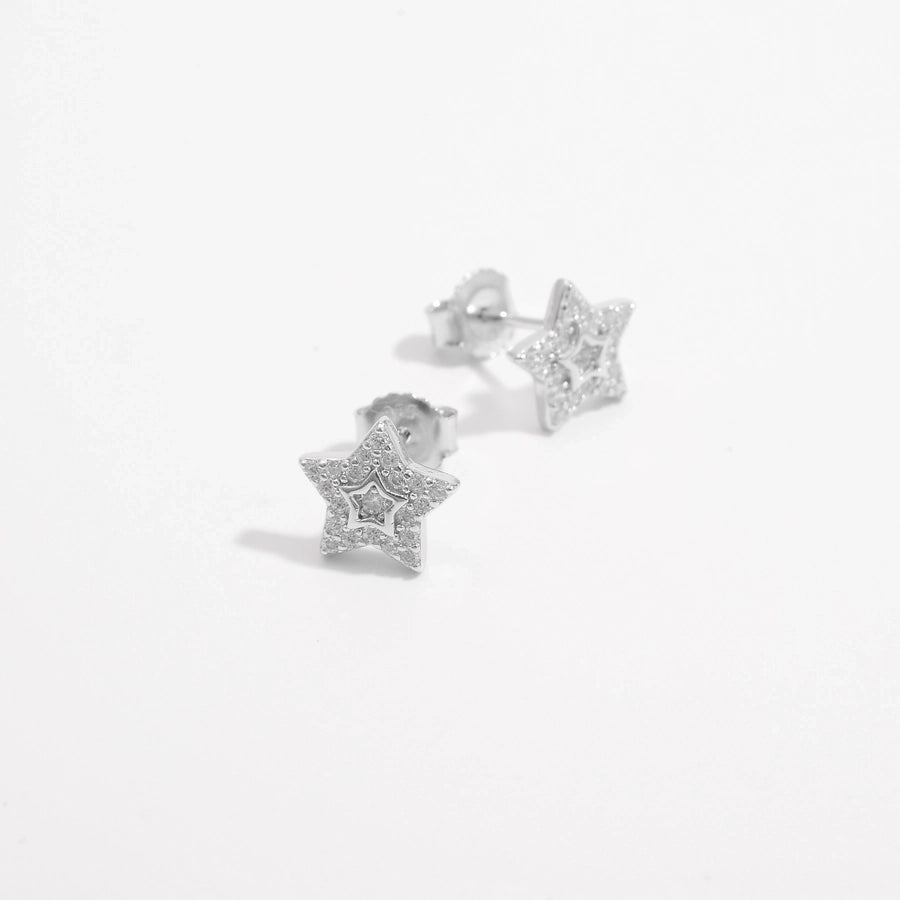 1 Pair White Gold Plated 925 Sterling Silver Zircon 925 Sterling Silver Earrings Star Ear Studs