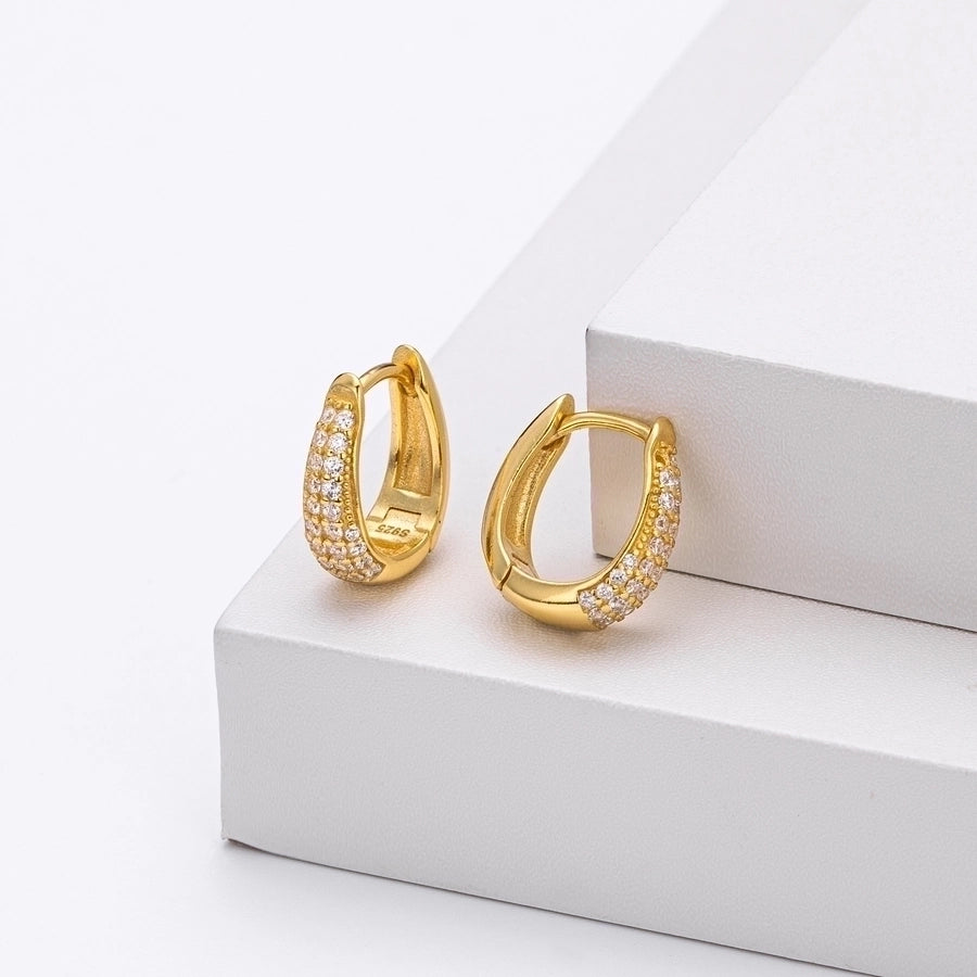 1 Pair 18K Gold Plated White Gold Plated Rhodium Plated 925 Sterling Silver Zircon 925 Sterling Silver Earrings Geometric Earrings