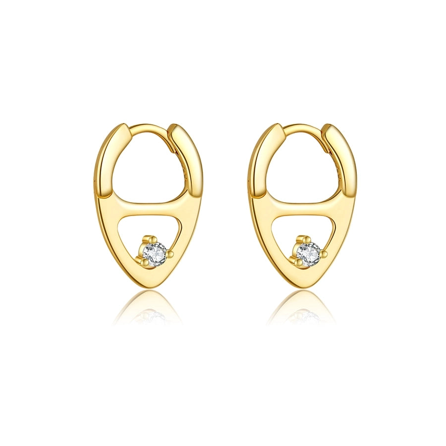 1 Pair 18K Gold Plated White Gold Plated 925 Sterling Silver Zircon 925 Sterling Silver Earrings Geometric Earrings