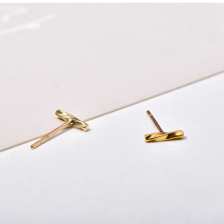 1 Pair 18K Gold Plated 925 Sterling Silver 925 Sterling Silver Earrings Geometric Ear Studs