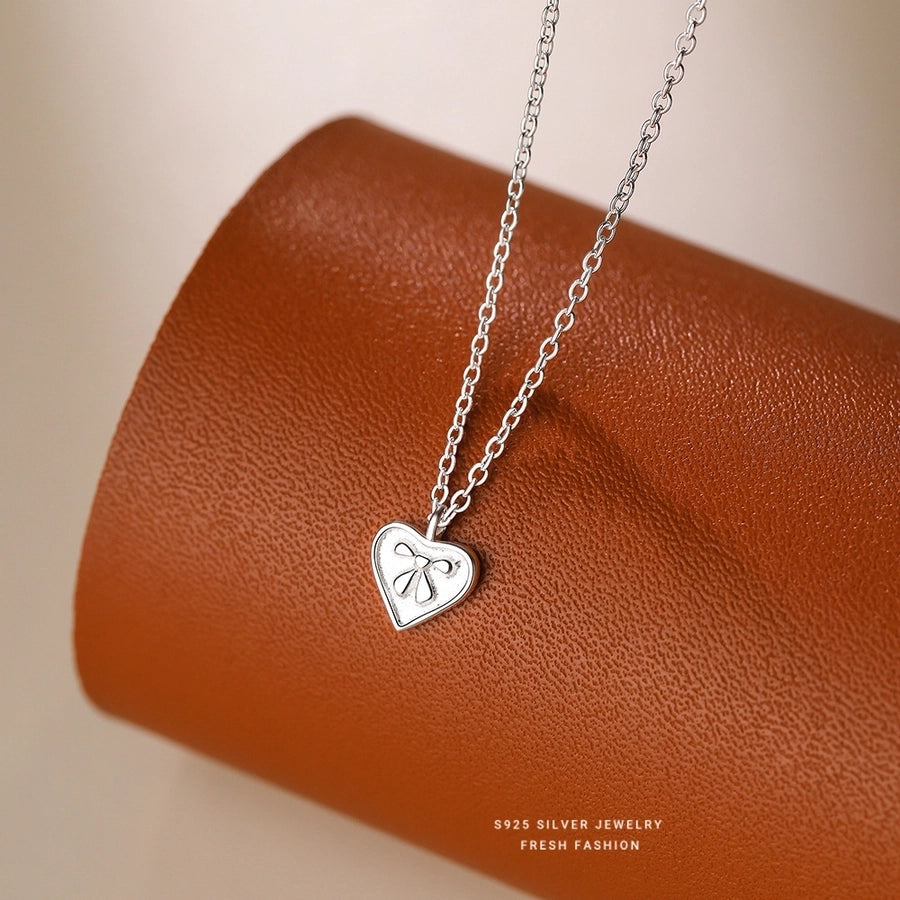 925 Sterling Silver cable chain Plating Heart Shape Pendant Necklace