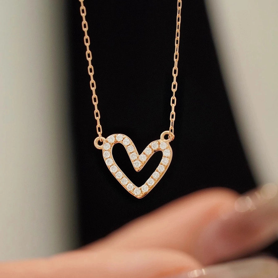 925 Sterling Silver cable chain Plating Heart Shape Pendant Necklace