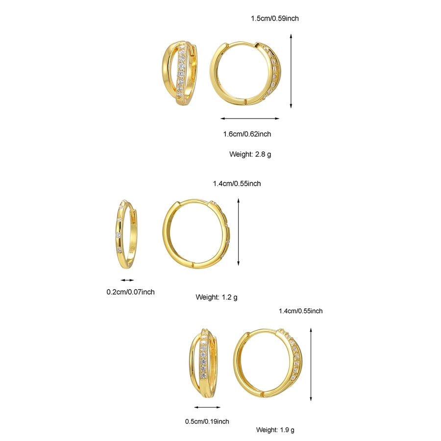 1 Pair 14K Gold Plated 925 Sterling Silver Zircon 925 Sterling Silver Earrings Circle Earrings